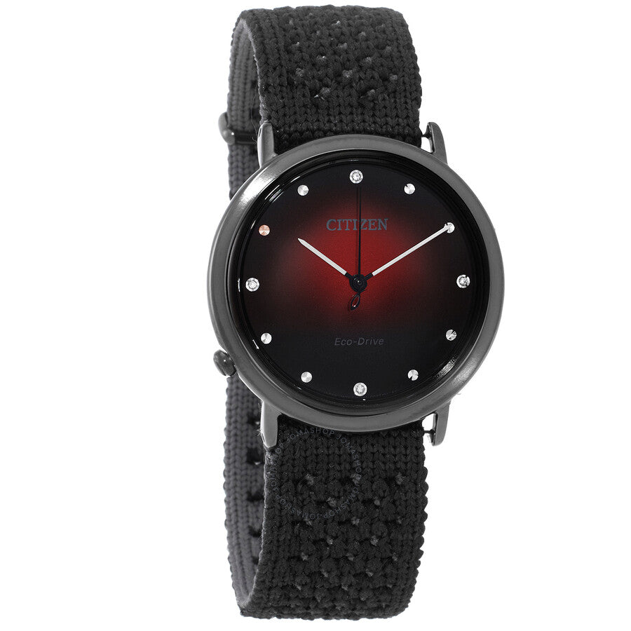 Citizen Eco-Drive Crystal Black Dial Ladies Watch EM1007-47E - Dawson Watches