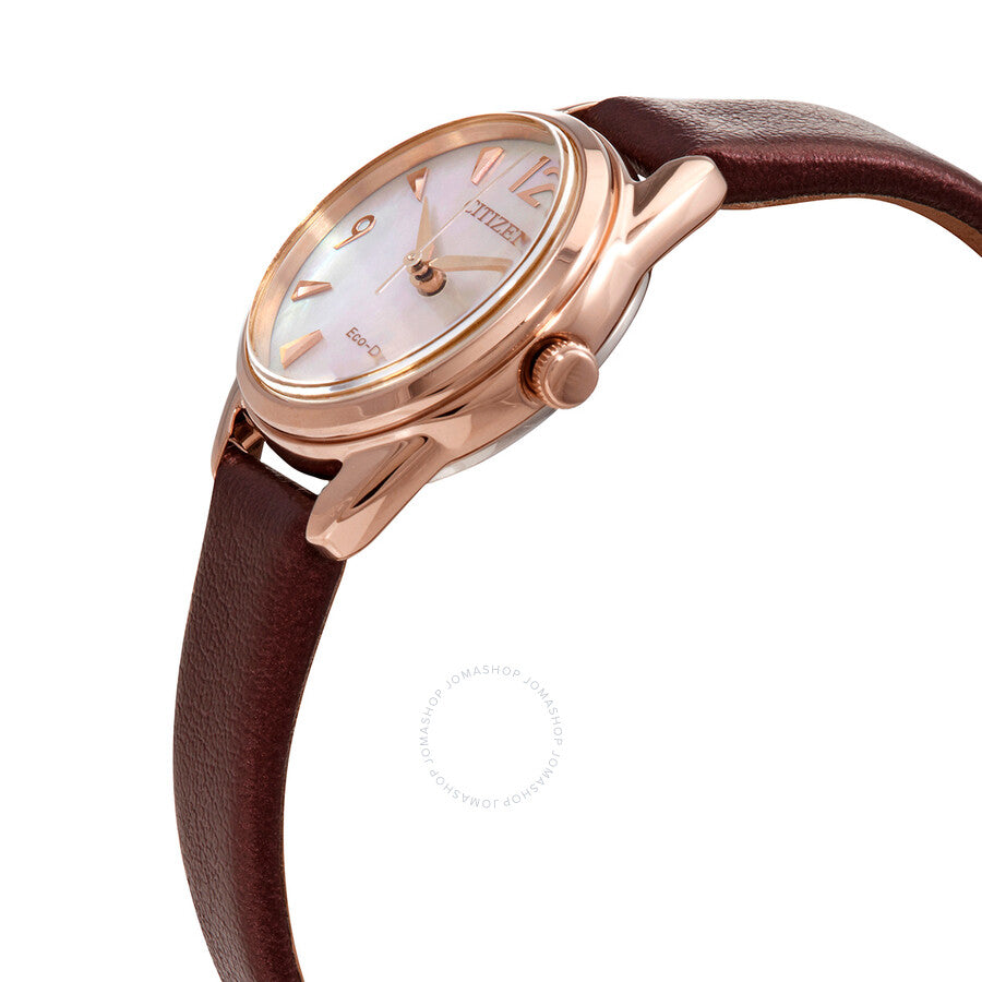 Citizen Eco-Drive Mother of Pearl Dial Brown Leather Ladies Watch EM0686-14D - Dawson Watches #2