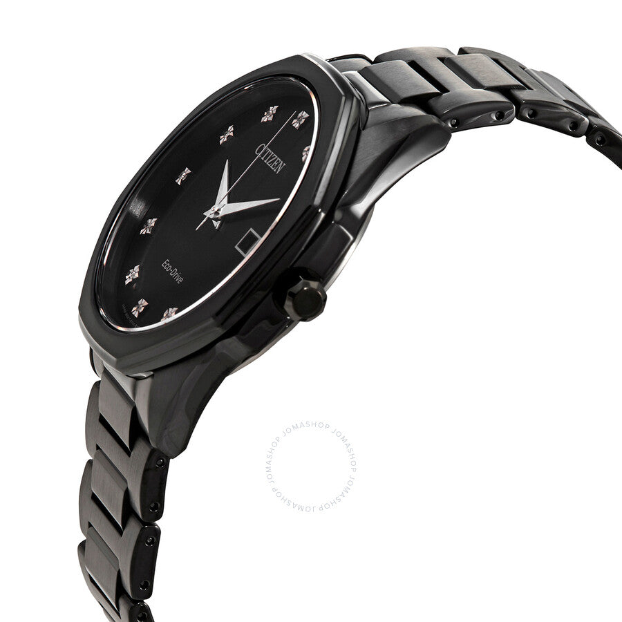 Citizen Eco-Drive Octagon Diamond Black Dial Watch BM7495-59G - Dawson Watches #2