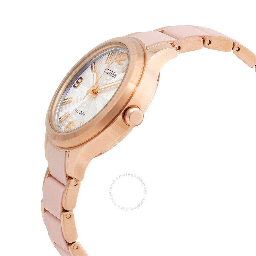 Citizen Eco-Drive Silver Dial Rose Gold tone Ladies Watch FE7078-85A - Dawson Watches #2