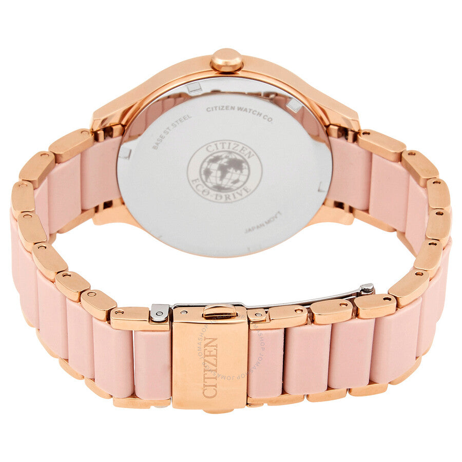 Citizen Eco-Drive Silver Dial Rose Gold tone Ladies Watch FE7078-85A - Dawson Watches #3