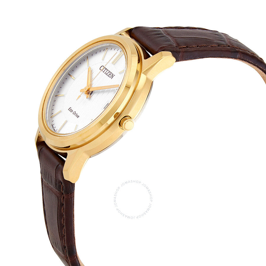 Citizen Eco-Drive White Dial Brown Leather Ladies Watch FE6012-11A - Dawson Watches #2