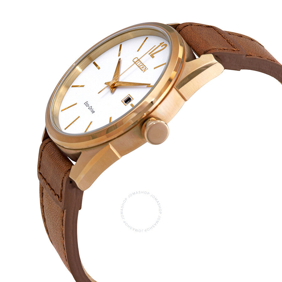 Citizen Eco-Drive White Dial Brown Leather Men's Watch BM7418-17A - Dawson Watches #2