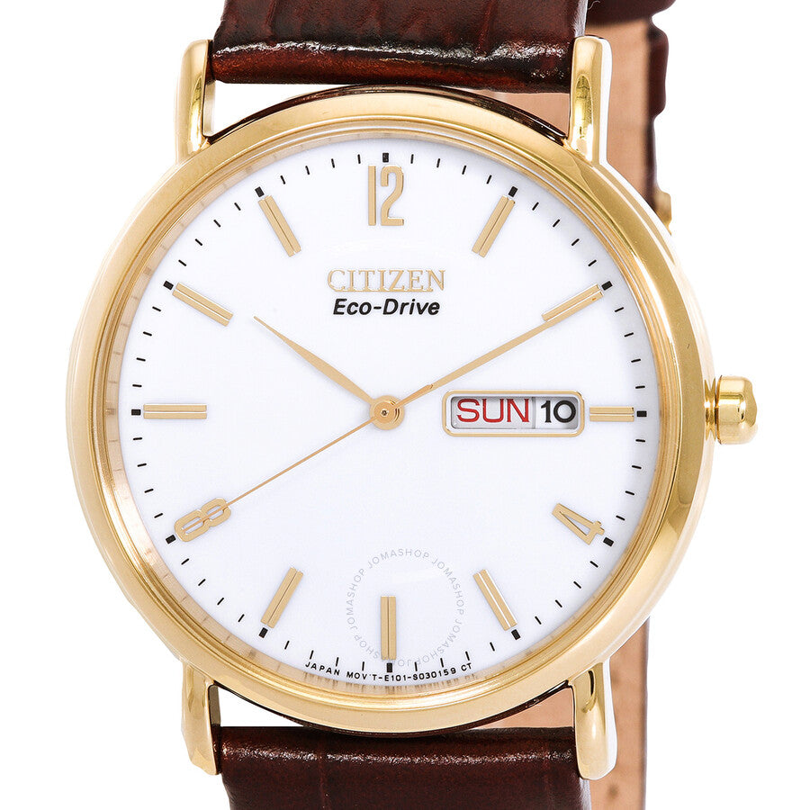 Citizen Eco-Drive White Dial Brown Leather Men's Watch BM8242-08A - Dawson Watches #4