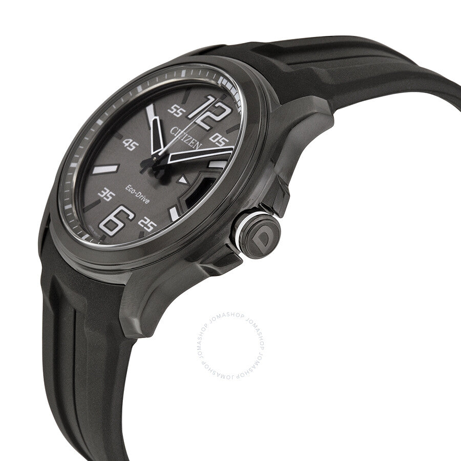 Citizen HTM Eco-Drive Charcoal Grey Dial Black polyurethane Quartz Men's Watch AW1354-15H - Dawson Watches #2