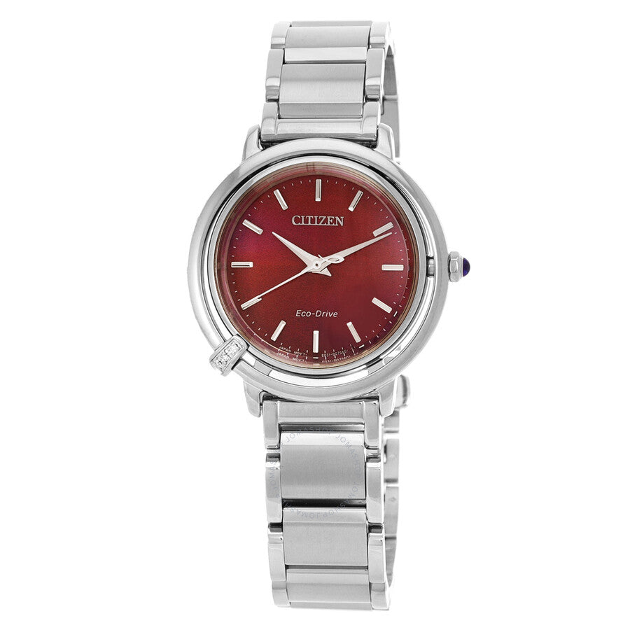 Citizen L Eco-Drive Red Mother of Pearl Dial Ladies Watch EM1090-78X - Dawson Watches
