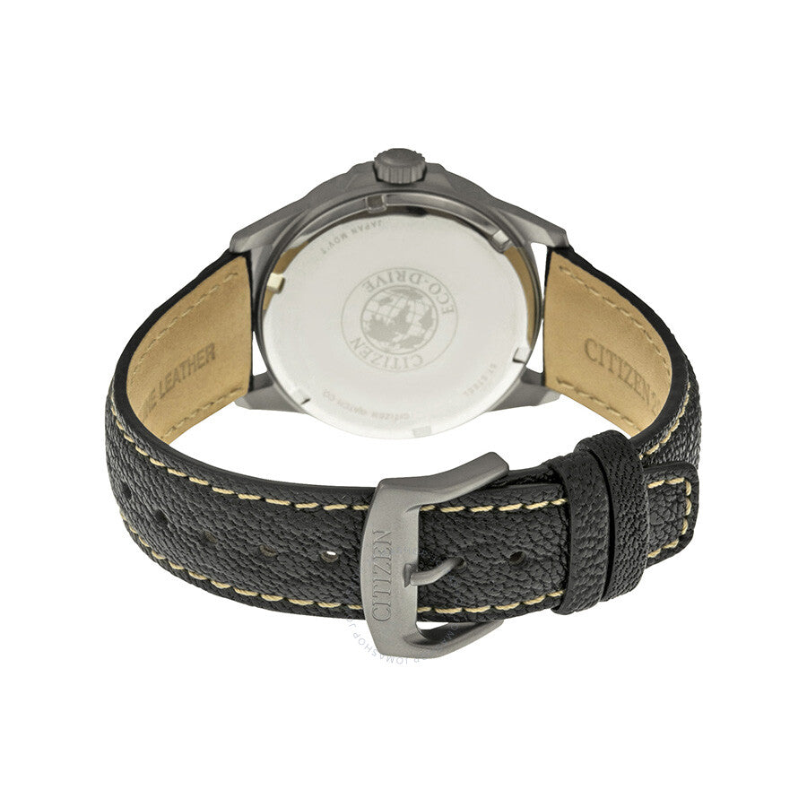 Citizen Military Eco-Drive Black Dial Black Leather Quartz Men's Watch AW0040-01E - Dawson Watches #3
