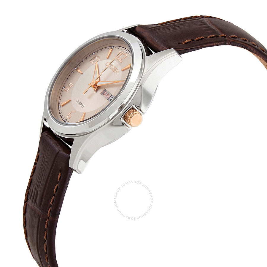 Citizen Quartz Beige Dial Brown Leather Ladies Watch EQ0599-20X - Dawson Watches #2