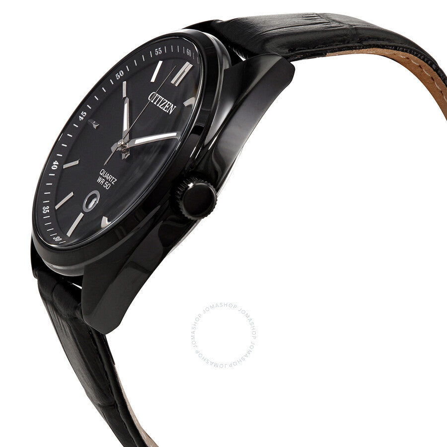 Citizen Quartz Black Dial Black Leather Men's Watch BI5095-05E - Dawson Watches #2