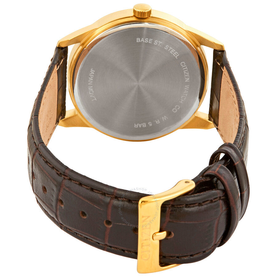 Citizen Quartz Black Dial Dark Brown Leather Men's Watch BI5002-06E - The Watches Men & Co #3
