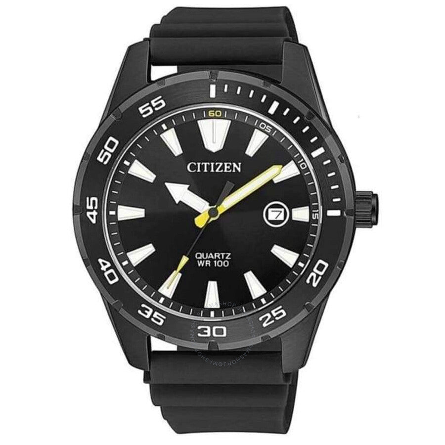 Citizen Quartz Black Dial Black Rubber Men's Watch BI1045-13E - Dawson Watches