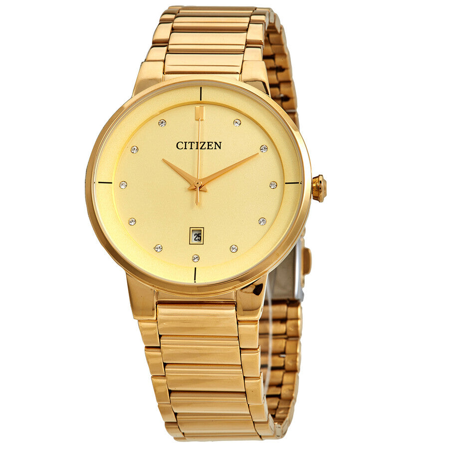 Citizen Quartz Champagne Crystals Dial Men's Watch BI5012-53P - Dawson Watches