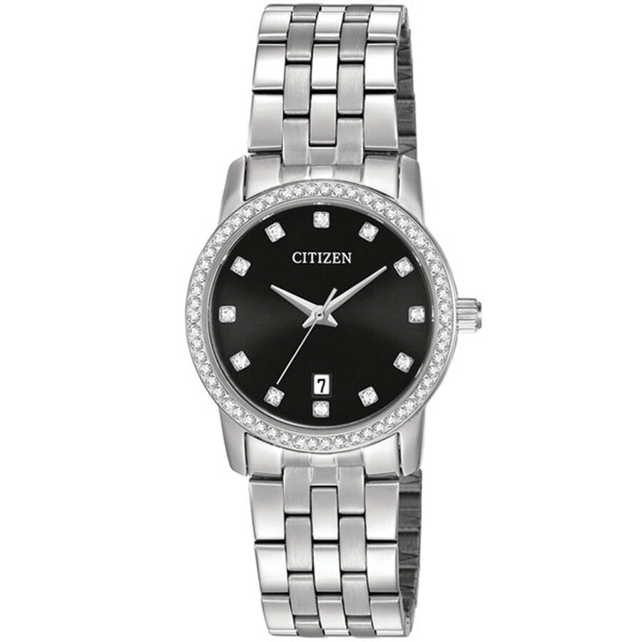 Citizen Quartz Crystal Black Dial Ladies Watch EU6030-56E - Dawson Watches