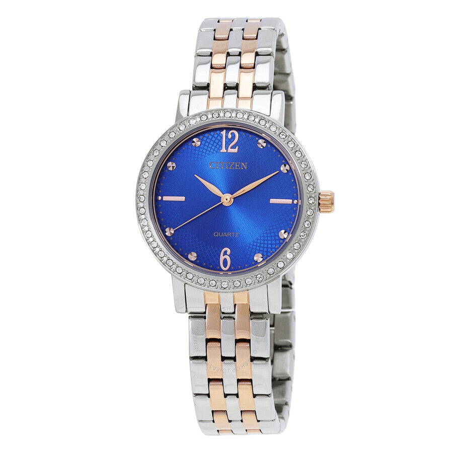 Citizen Quartz Crystal Blue Dial Two-Tone Ladies Watch EL3106-59L - Dawson Watches