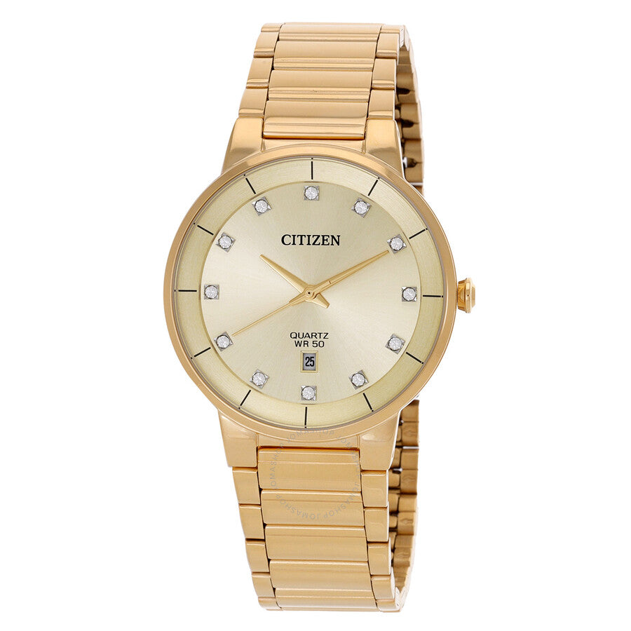 Citizen Quartz Crystal Champagne Dial Men's Watch BI5012-53Q - Dawson Watches
