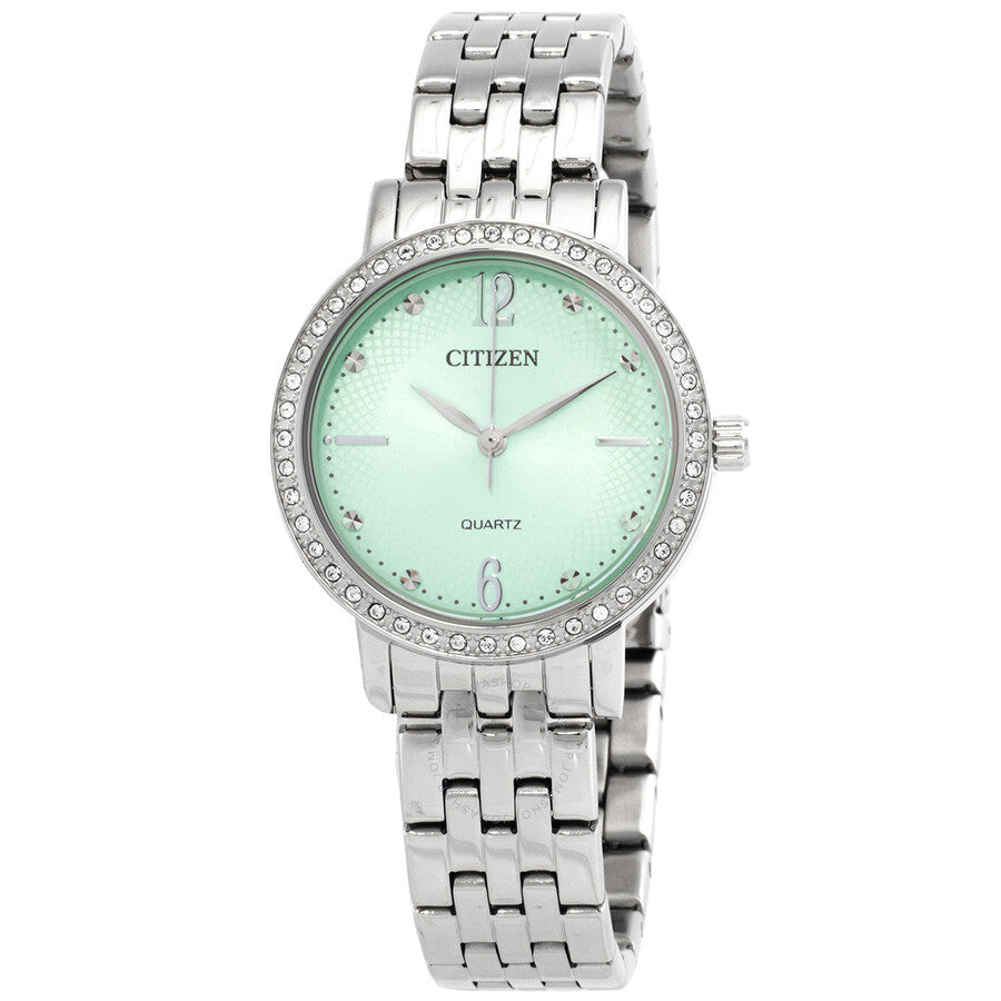 Citizen Quartz Crystal Green Dial Ladies Watch EL3100-55X - Dawson Watches