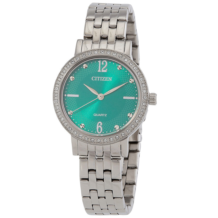 Citizen Quartz Crystal Green Dial Ladies Watch EL3100-55Z - Dawson Watches