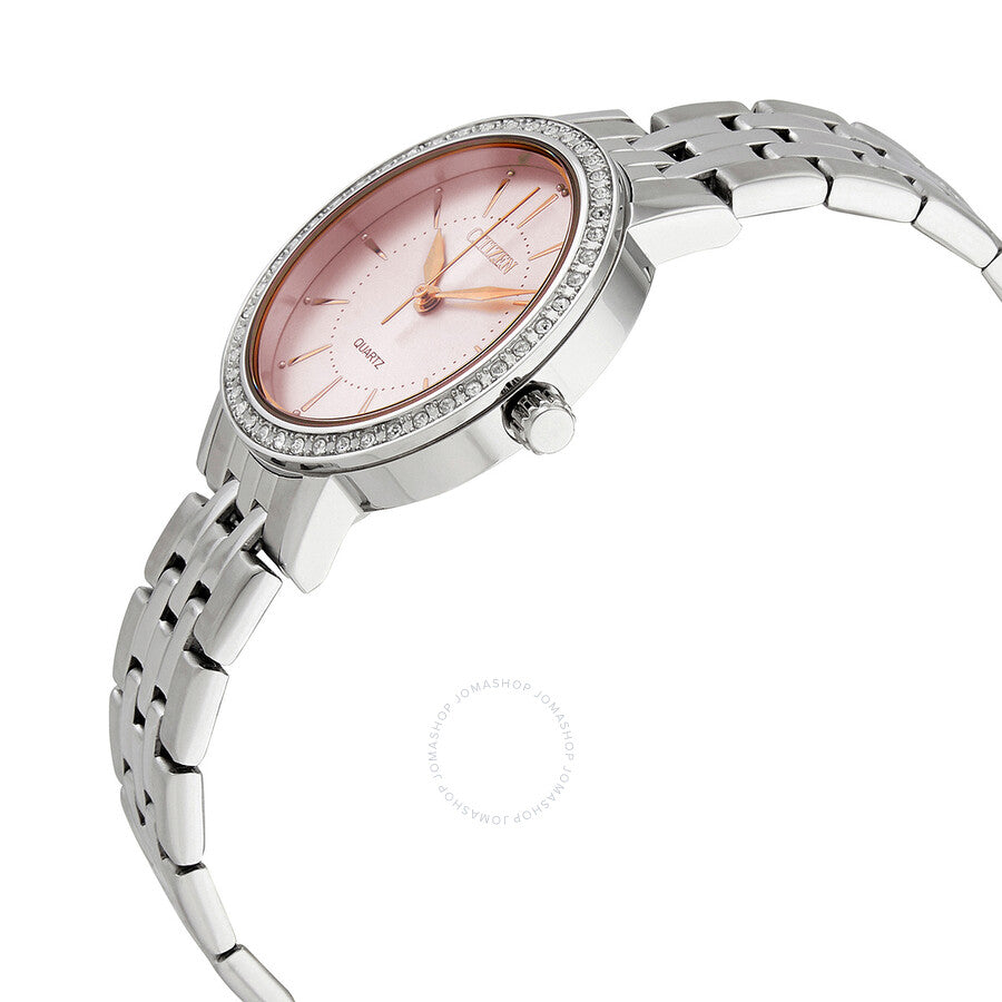 Citizen Quartz Crystal Pink Dial Ladies Watch EL3041-87X - Dawson Watches #2