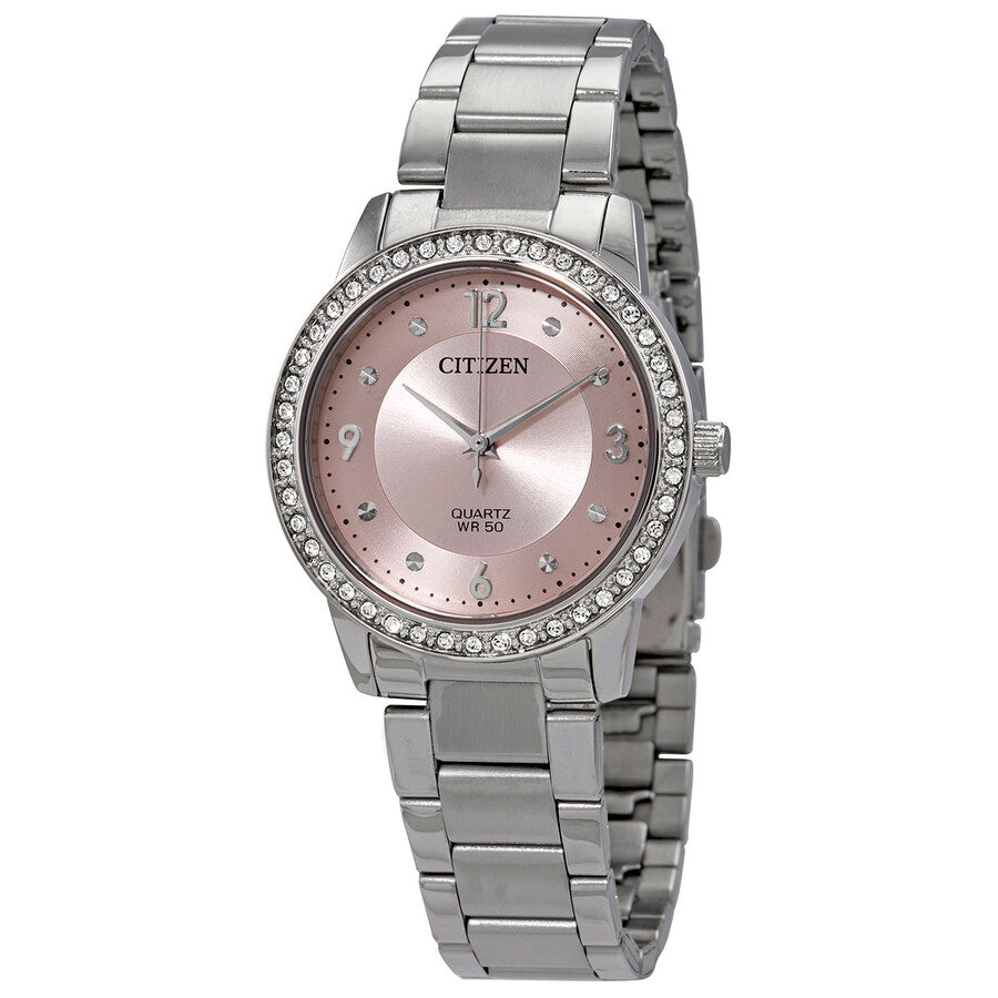 Citizen Quartz Crystal Pink Dial Ladies Watch EL3090-81X - Dawson Watches
