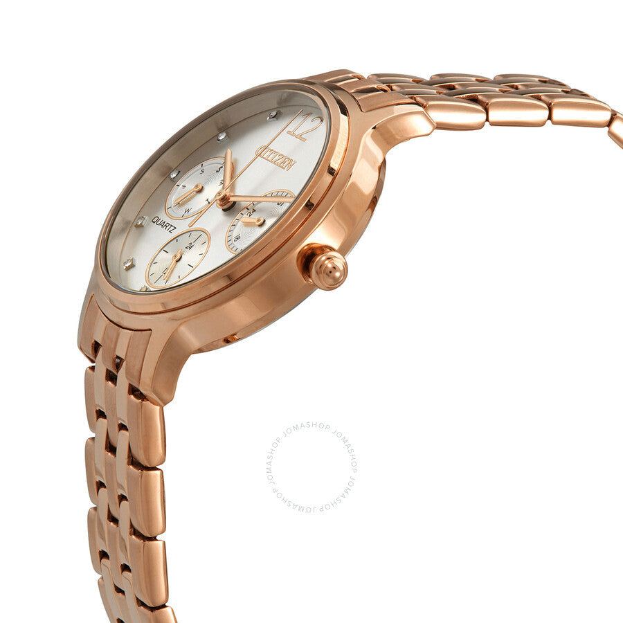 Citizen Quartz Crystal Silver Dial Rose Gold-plated Ladies Watch ED8183-54A - Dawson Watches #2