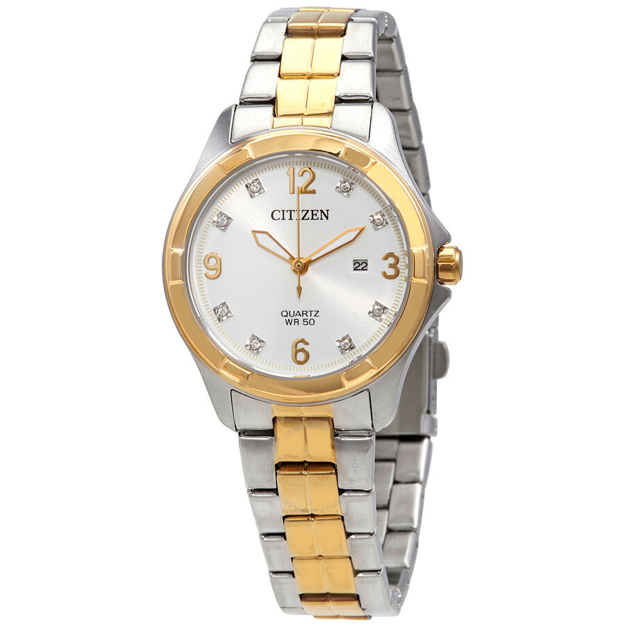 Citizen Quartz Crystal White Dial Two-tone Ladies Watch EU6084-57A - Dawson Watches