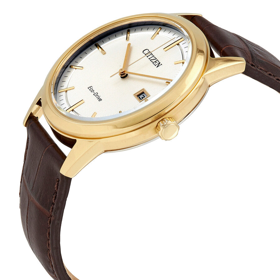 Citizen Quartz Silver Dial Brown Leather Men's Watch AW1233-01A - Dawson Watches #2