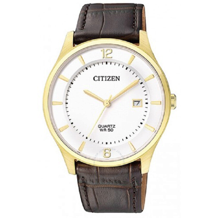 Citizen Quartz White Dial Brown Leather Men's Watch BD0043-08B - Dawson Watches
