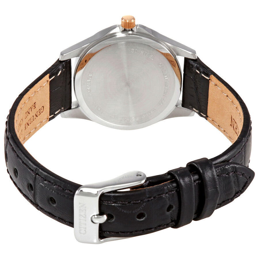 Citizen Quartz White Dial Black Leather Ladies Watch EQ0599-11A - Dawson Watches #3