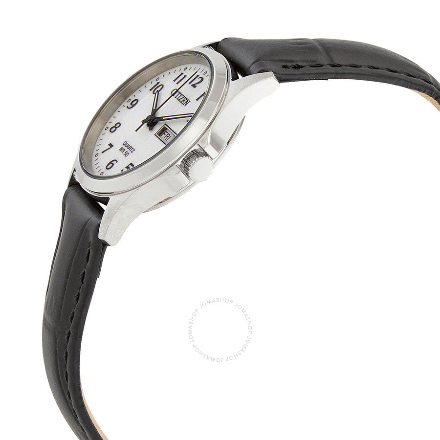 Citizen Quartz White Dial Black Leather Ladies Watch EQ2000-02A - Dawson Watches #2