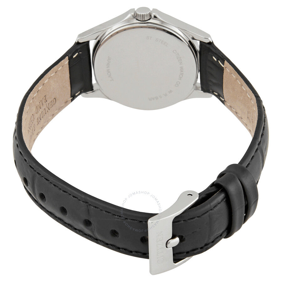 Citizen Quartz White Dial Black Leather Ladies Watch EQ2000-02A - Dawson Watches #3