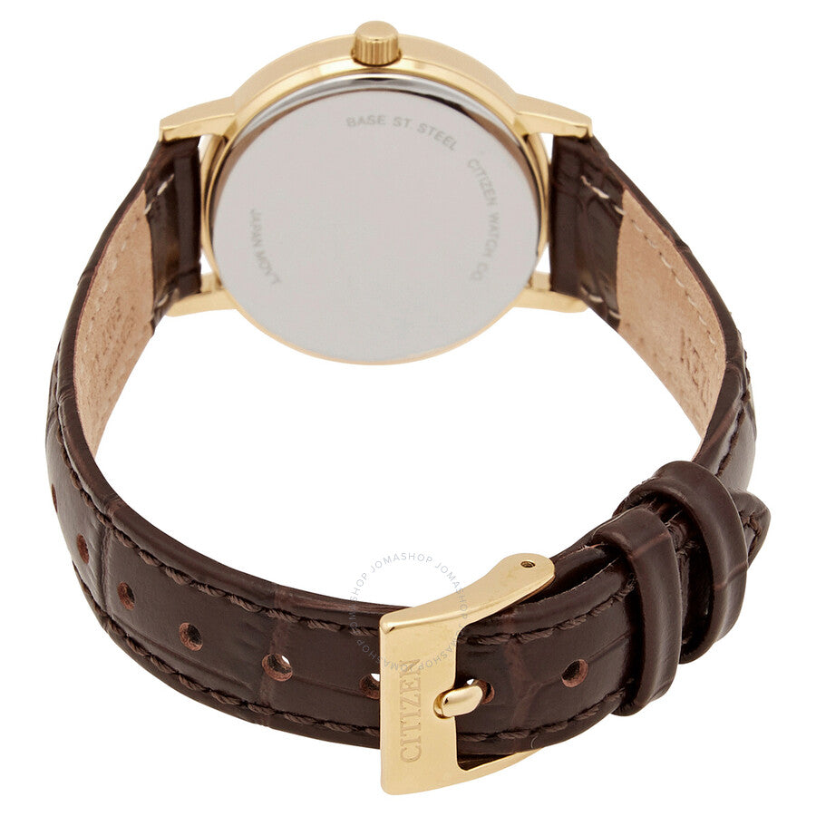 Citizen Quartz White Dial Brown Leather Ladies Watch EU6092-08A - Dawson Watches #3