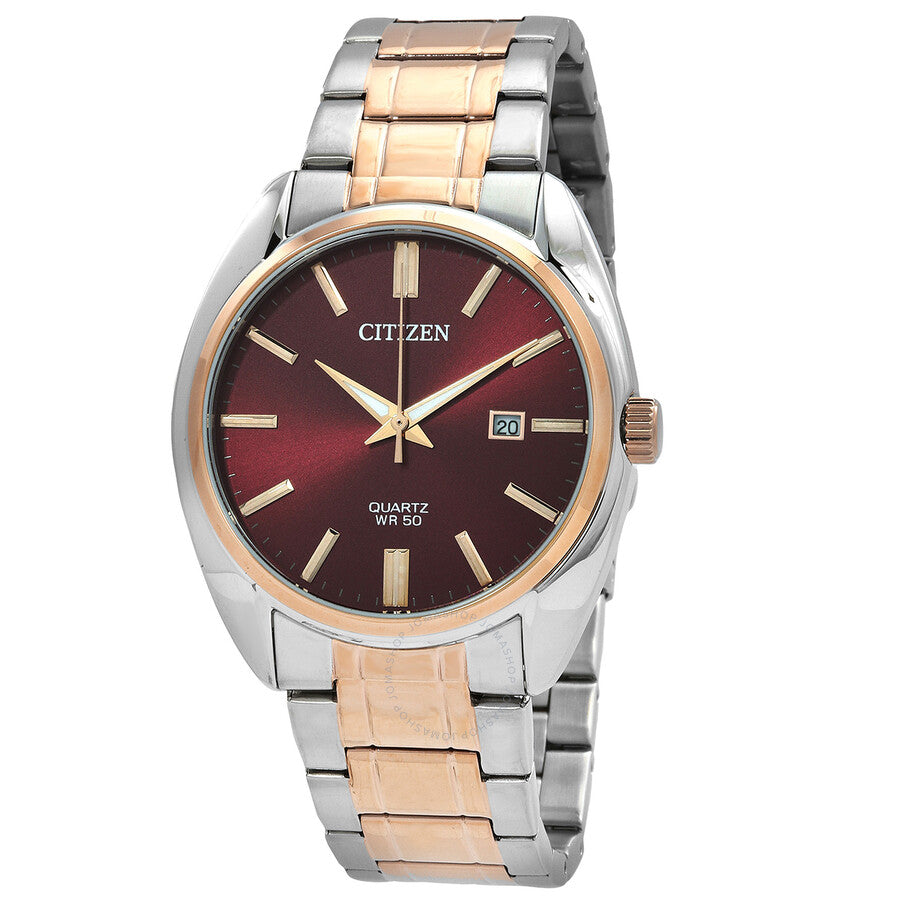 Citizen Quartz Wine Red Dial Two-Tone Men's Watch BI5104-57X - Dawson Watches
