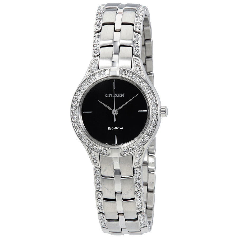 Citizen Silhouette Crystal Black Dial Ladies Watch FE2060-53E - Dawson Watches