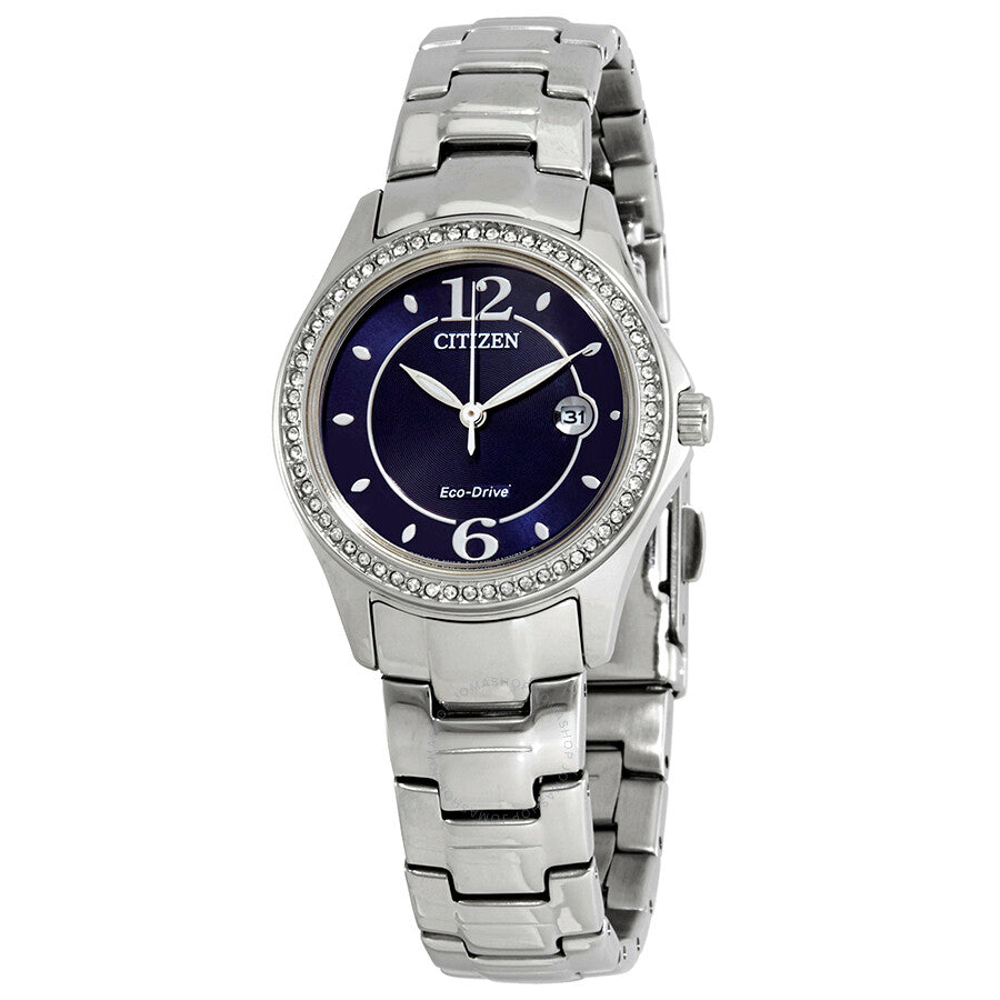 Citizen Silhouette Crystal Eco-Drive Blue Dial Stainless Steel Ladies Watch FE1140-86L - Dawson Watches