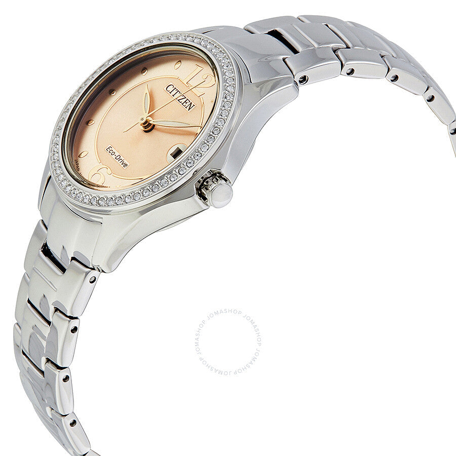 Citizen Silhouette Crystal Eco-Drive Pink Dial Diamond Ladies Watch FE1140-86X - Dawson Watches #2