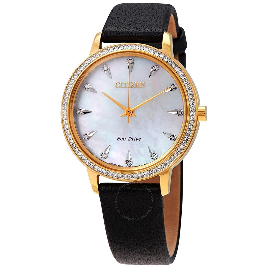 Citizen Silhouette Crystal Mother of Pearl Dial Ladies Watch FE7042-07D - Dawson Watches