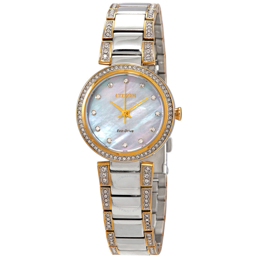 Citizen Silhouette Crystal Mother of Pearl Dial Ladies Watch EM0844-58D - Dawson Watches