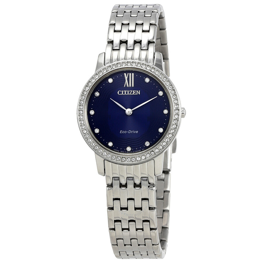 Citizen Silhouette Crystal Navy Blue Dial Ladies Watch EX1480-58L - Dawson Watches