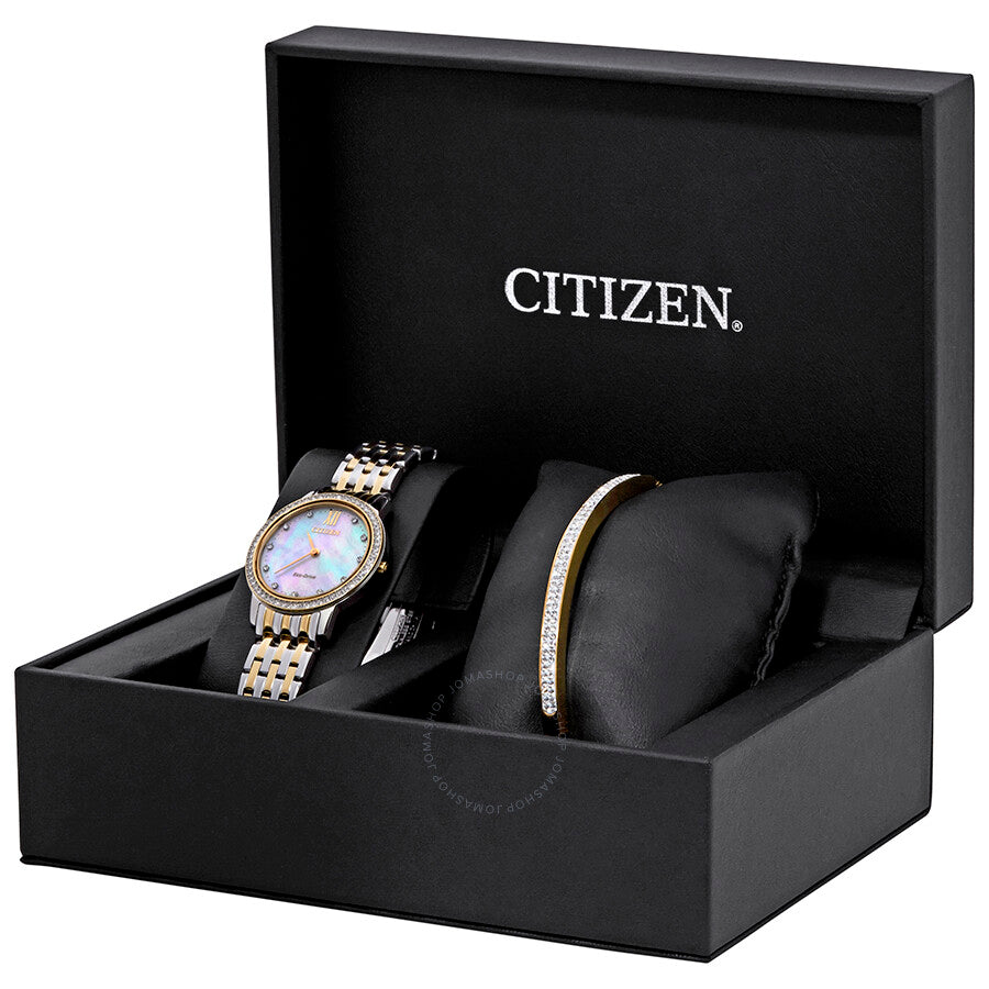 Citizen Silhouette Crystal White Mother of Pearl Dial Ladies Watch EX1484-65D - Dawson Watches #4