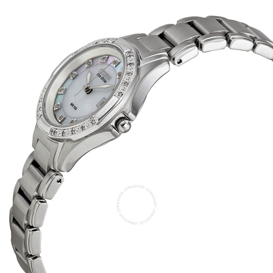 Citizen Silhouette Eco-Drive Diamond Mother of Pearl Dial Stainless Steel Ladies Watch EW2130-51D - Dawson Watches #2