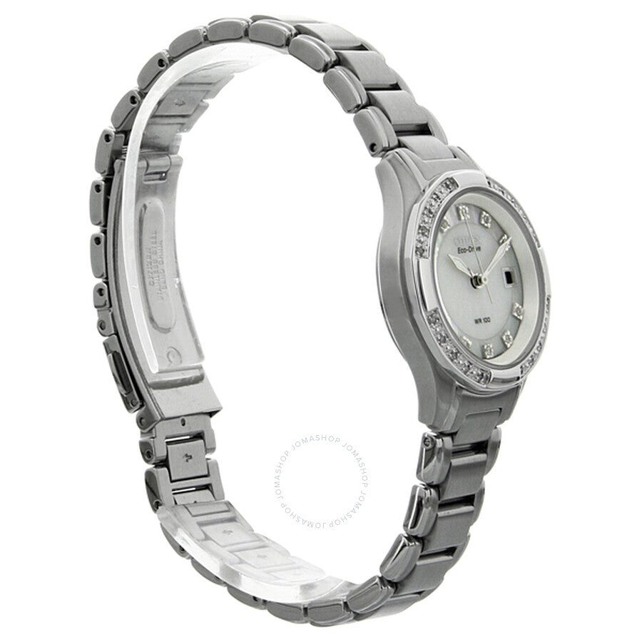 Citizen Silhouette Eco-Drive Diamond Mother of Pearl Dial Stainless Steel Ladies Watch EW2130-51D - Dawson Watches #5