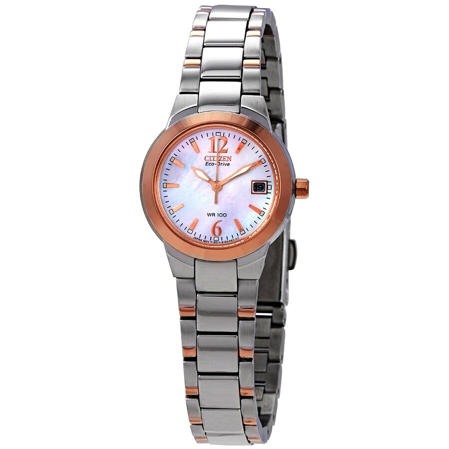 Citizen Silhouette Eco-Drive Mother of Pearl Dial Two-Tone Stainless Steel Ladies Watch EW1676-52D - Dawson Watches