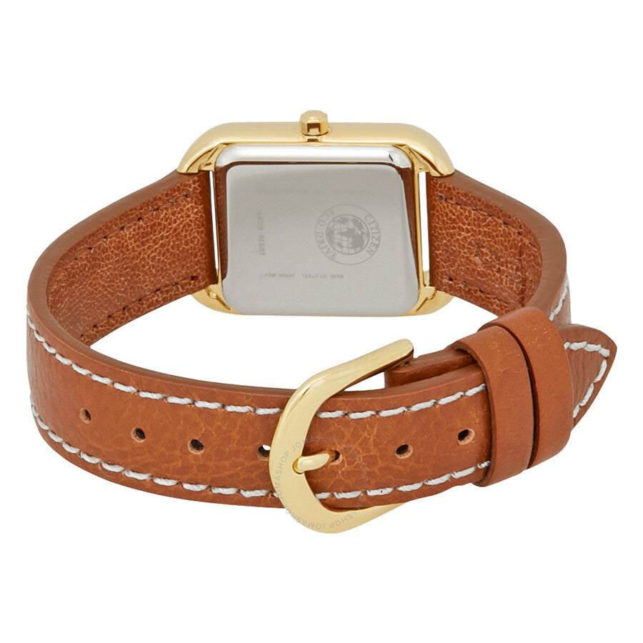Citizen Silhouette Eco-Drive White Dial Brown Leather Ladies Watch EM0492-02A - Dawson Watches #3