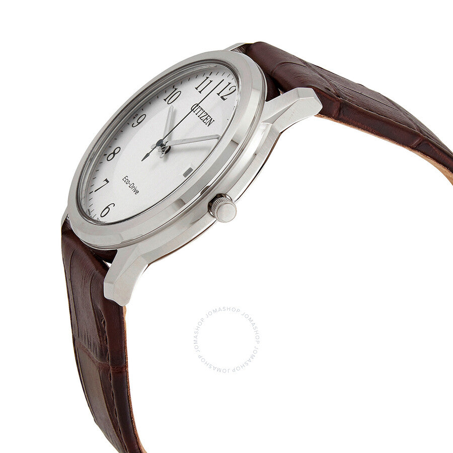 Citizen Silver Dial Brown Leather Men's Watch AW1211-12A - Dawson Watches #2
