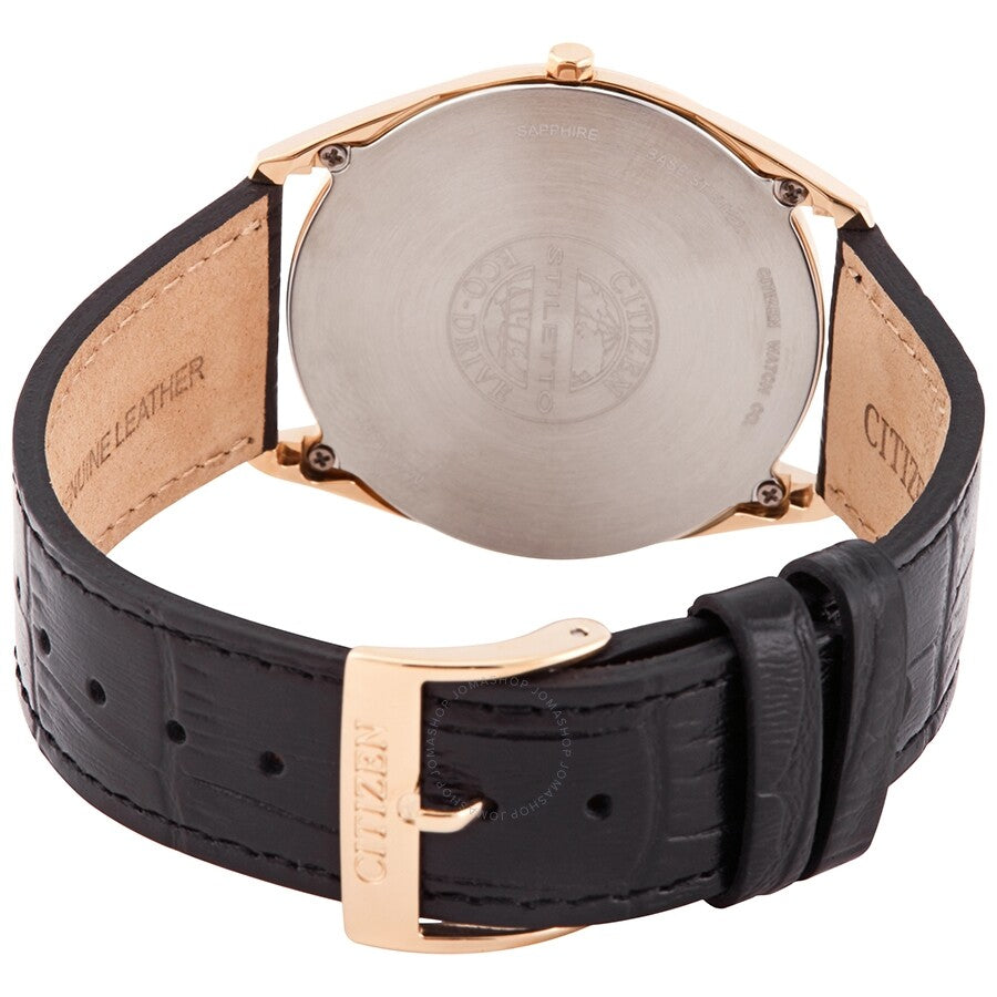 Citizen Stiletto Black Guilloche Dial Black Leather Men's Watch AR3073-06E - Dawson Watches #3
