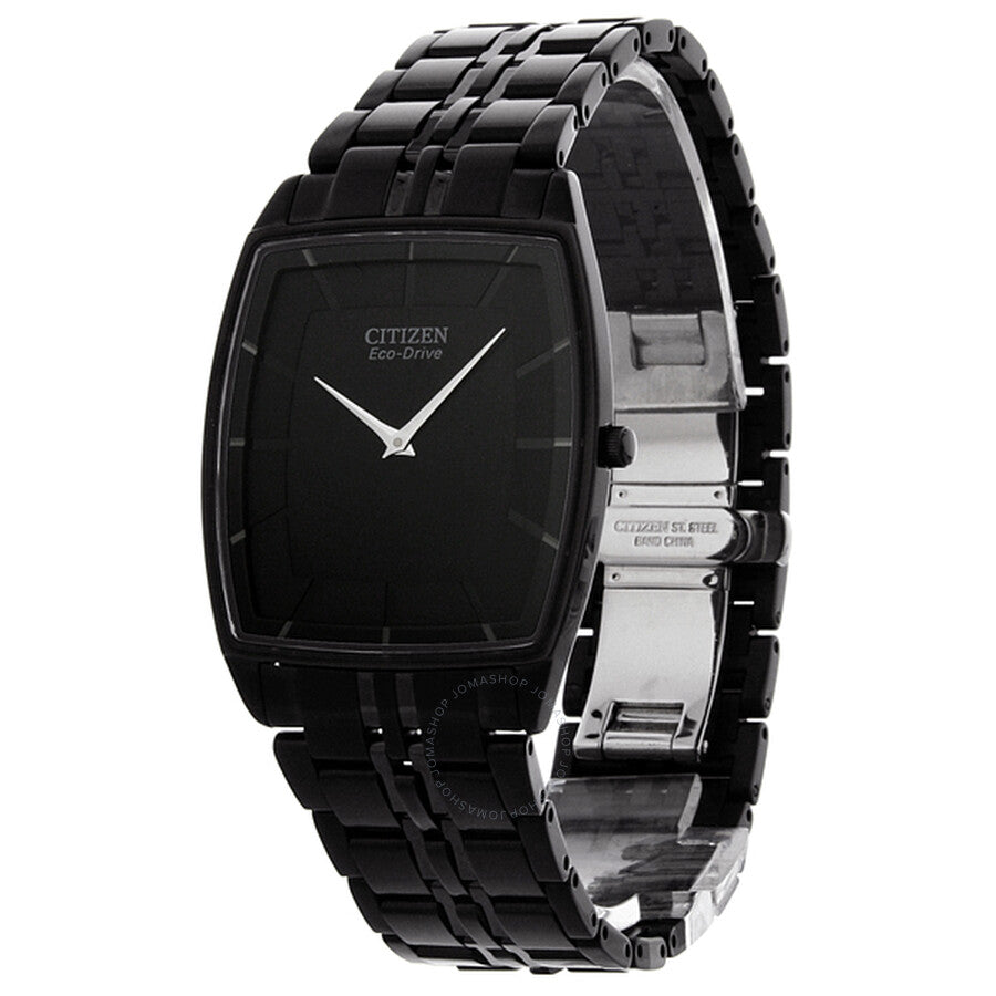 Citizen Stiletto Eco-Drive Black Dial Black IP Stainless Steel Men's Watch AR3025-50E - Dawson Watches