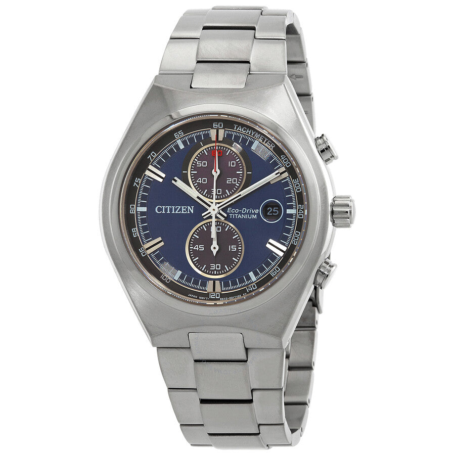 Citizen Super Titanium Chronograph Blue Dial Men's Watch CA7090-87L - Dawson Watches