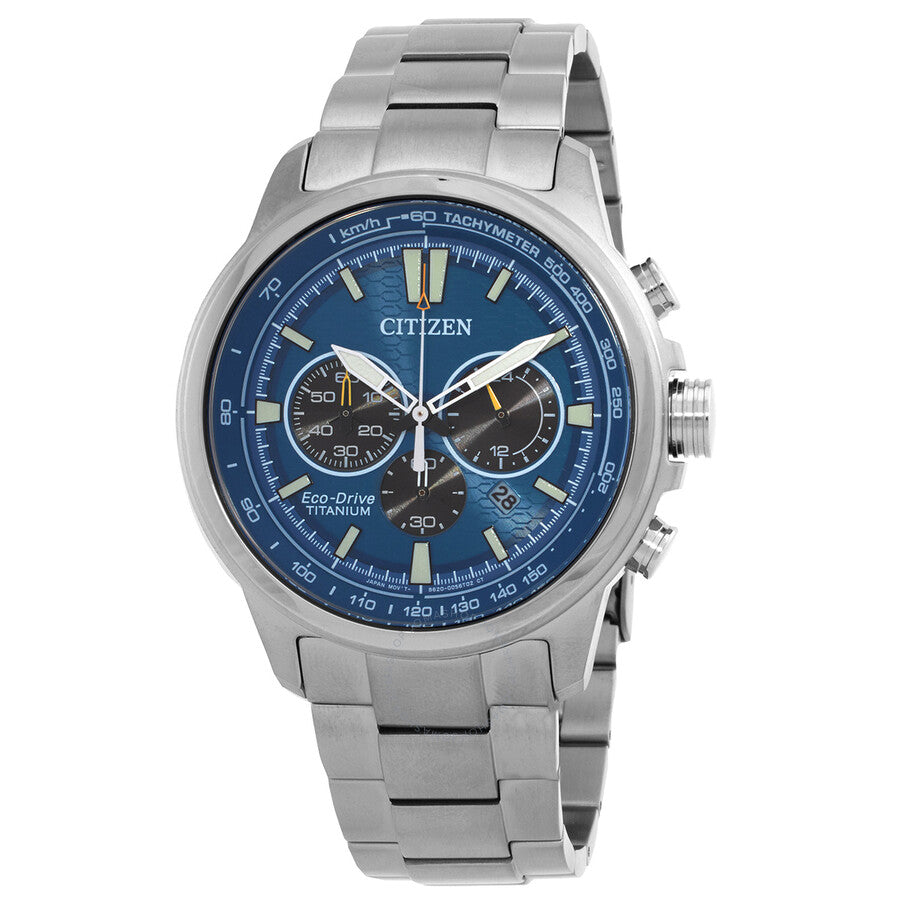 Citizen Super Titanium Chronograph Eco-Drive Blue Dial Men's Watch CA4570-88L - Dawson Watches