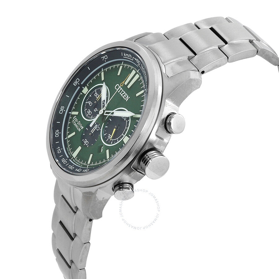 Citizen Super Titanium Chronograph Eco-Drive Green Dial Men's Watch CA4570-88X - Dawson Watches #2