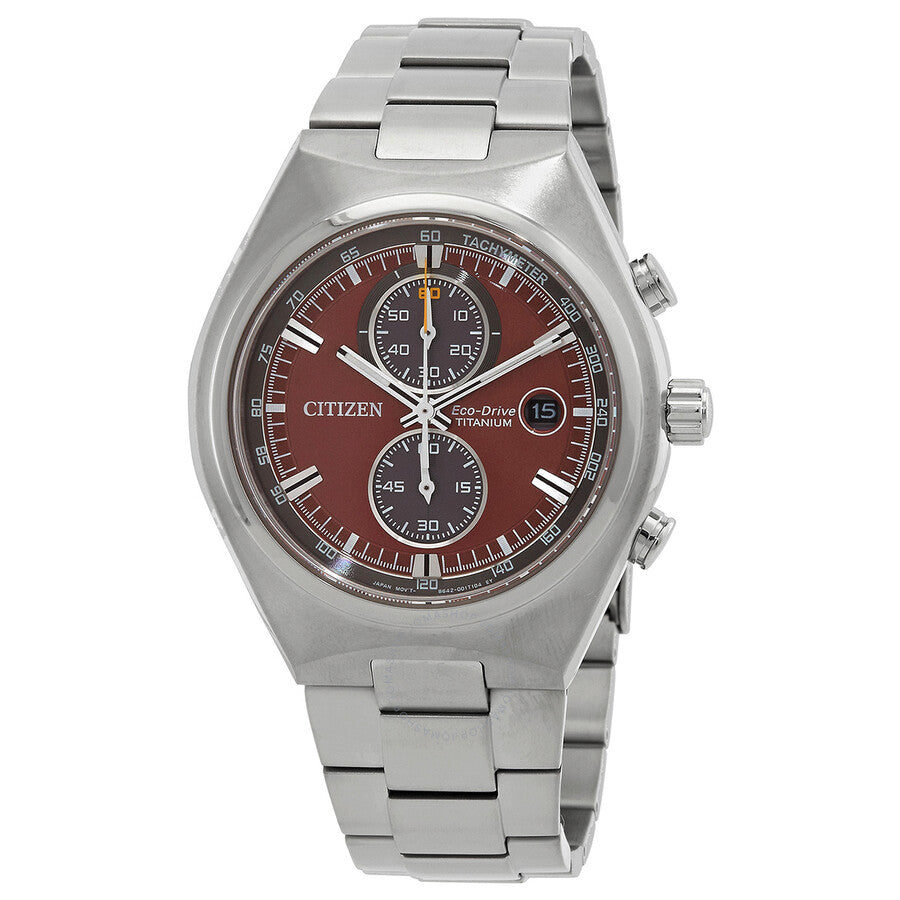 Citizen Super Titanium Chronograph Eco-Drive Red Dial Men's Watch CA7090-87X - Dawson Watches